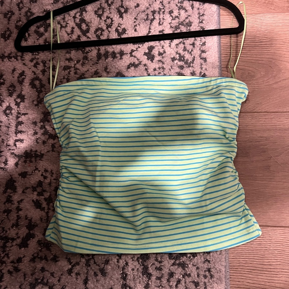 mittoshop green and blue Striped Tube Top